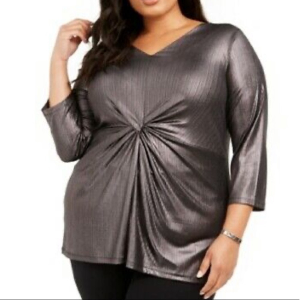 Alfani Metallic Twist-Front Top